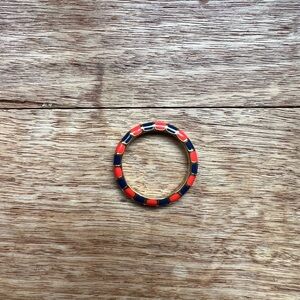Clare V Deep Orange and Navy stripped gold  Ring